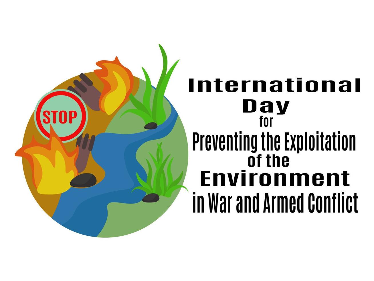 International Day for Preventing the Exploitation of the Environment in War and Armed Conflict vector