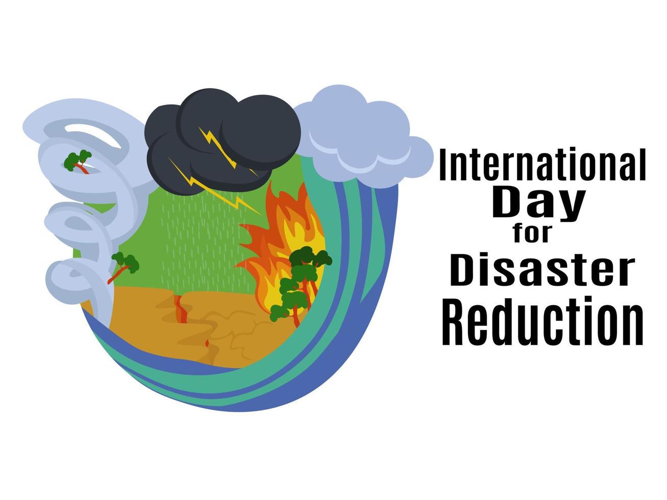 International Day for Disaster Reduction, idea for poster, banner, flyer or postcard vector