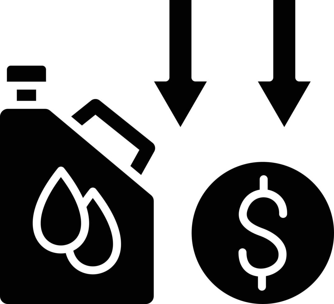 estilo de icono de disminución del precio del petróleo vector