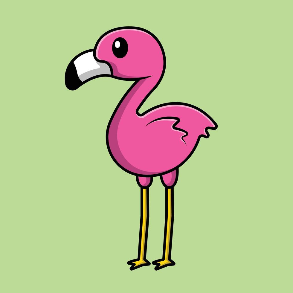 Cute Flamingo Cartoon Vector Icon Illustration. Animal Flat Cartoon Concept