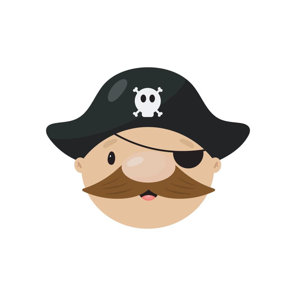 Vector illustration with Pirate. Cartoon style. Isolated on a white background. Good for birthday cards, invitations, stickers, prints etc.