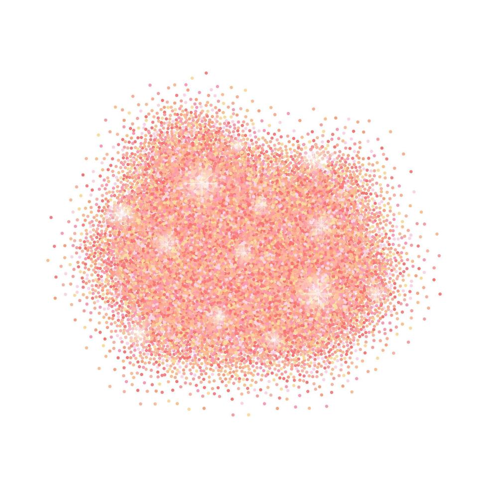 Rose gold glitter sparkles powder isolated on white background. vector