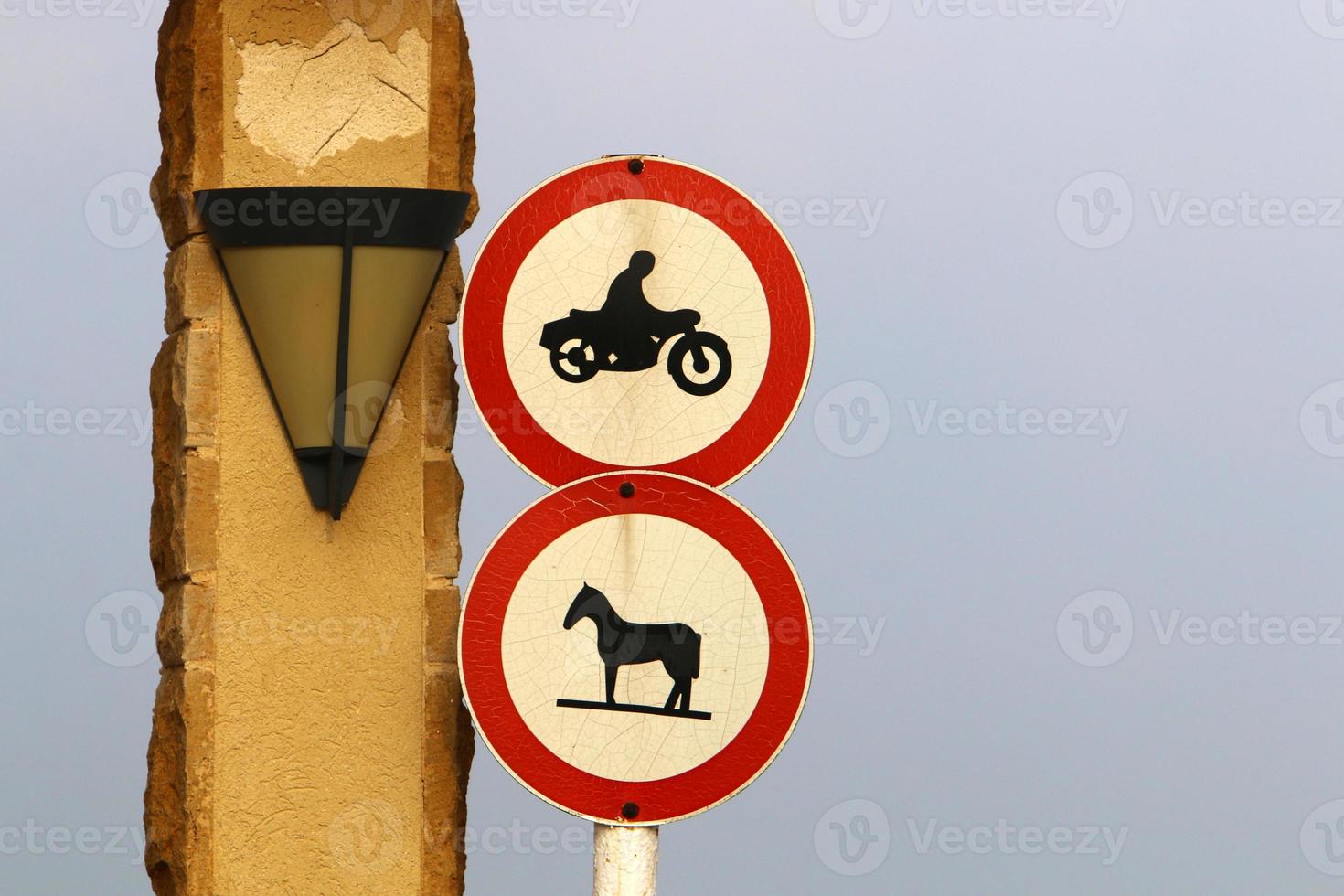 Road signs and signs in Israel photo