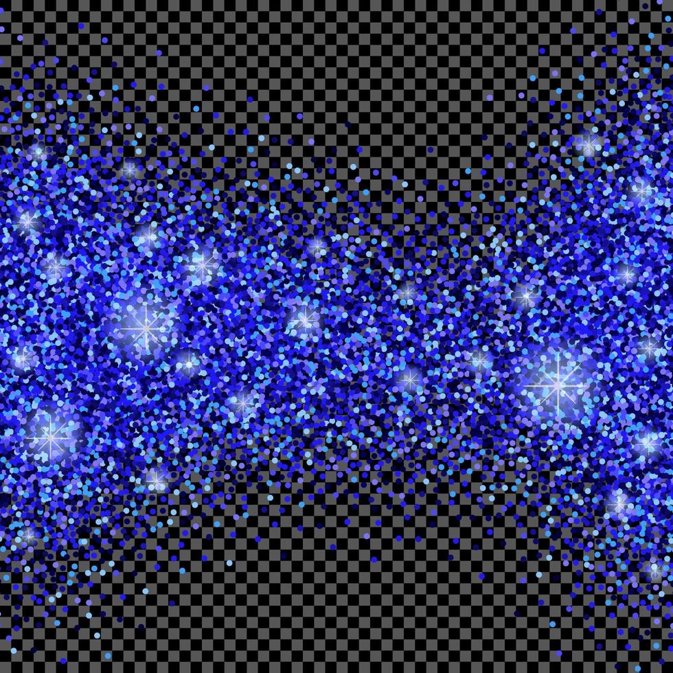 Dark transparent background with blue glitter sparkles or confetti. vector