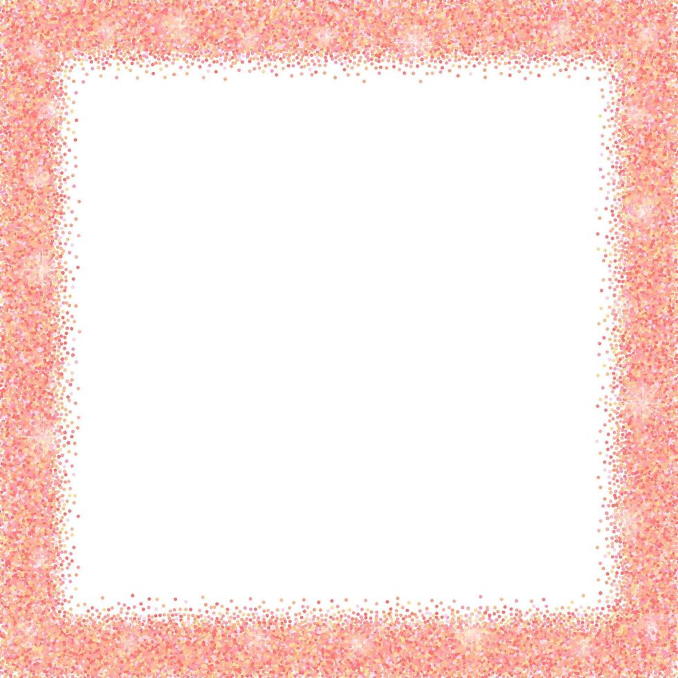 White background with rose gold glitter frame and space for text