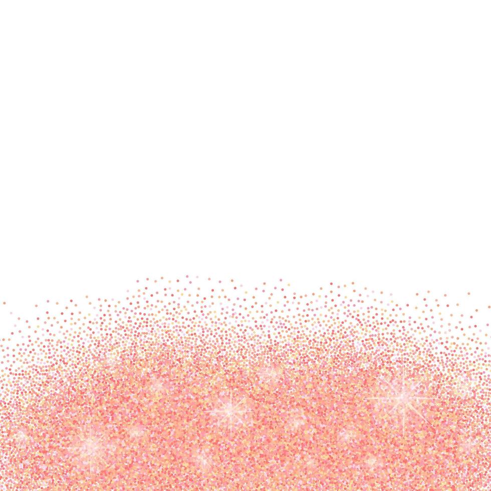 White background with rose gold glitter sparkles or confetti and space for text. vector