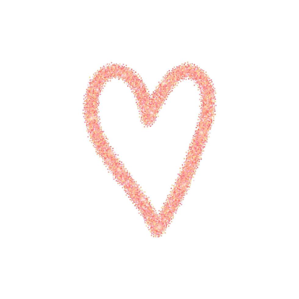 Rose gold glitter heart isolated on white background. vector