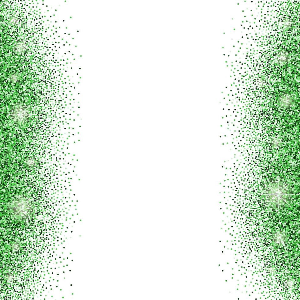 White background with emerald green glitter sparkles or confetti and space for text. vector