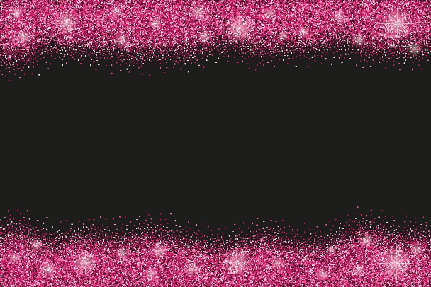 fondo horizontal negro con destellos de brillo rosa o confeti y espacio para texto. vector