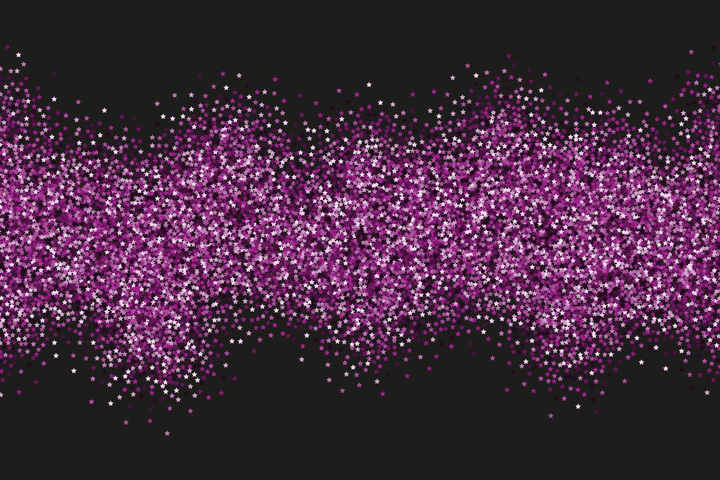 Black horizontal background with violet star confetti and space for text. vector