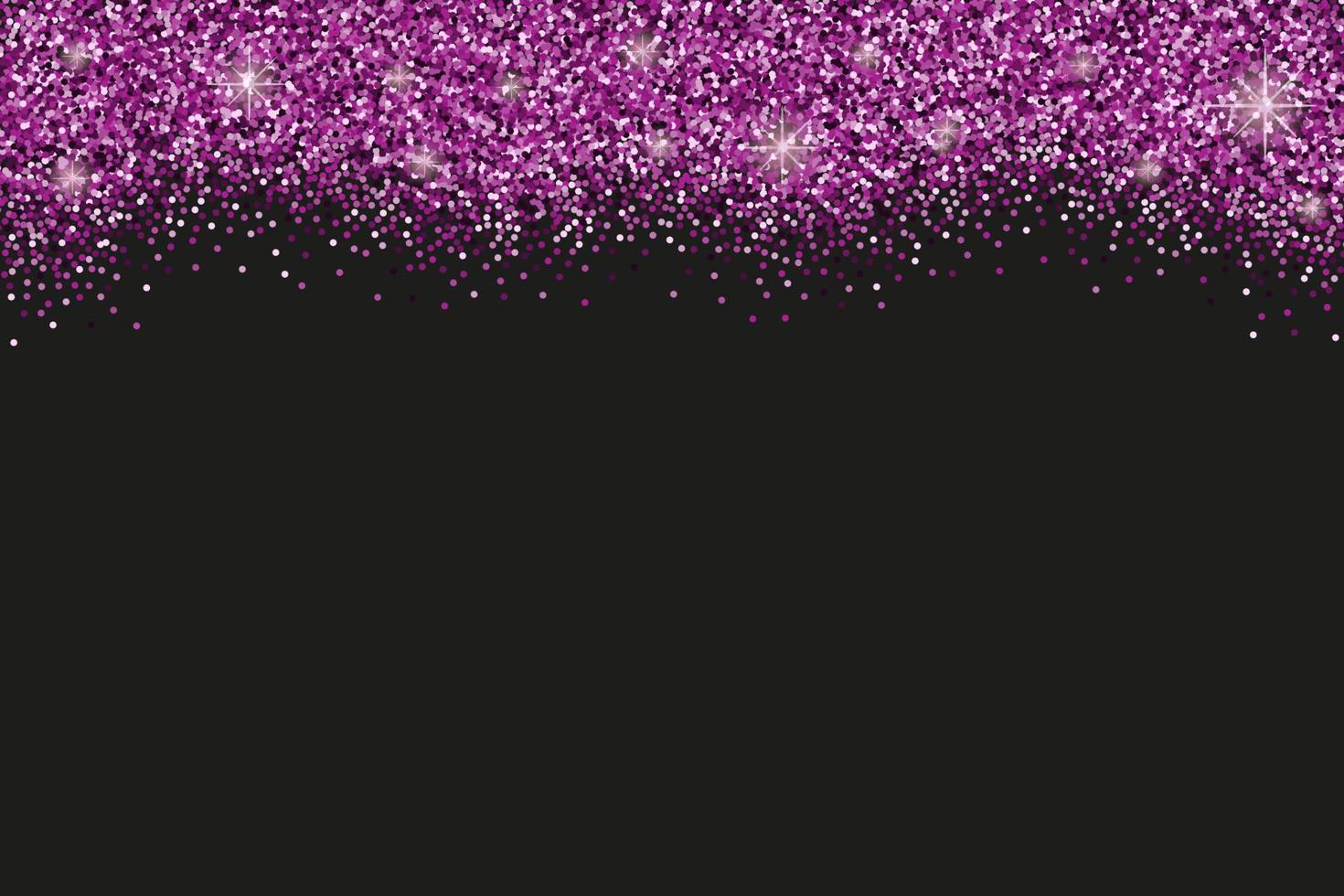 fondo horizontal negro con destellos de brillo violeta o confeti y espacio para texto. vector