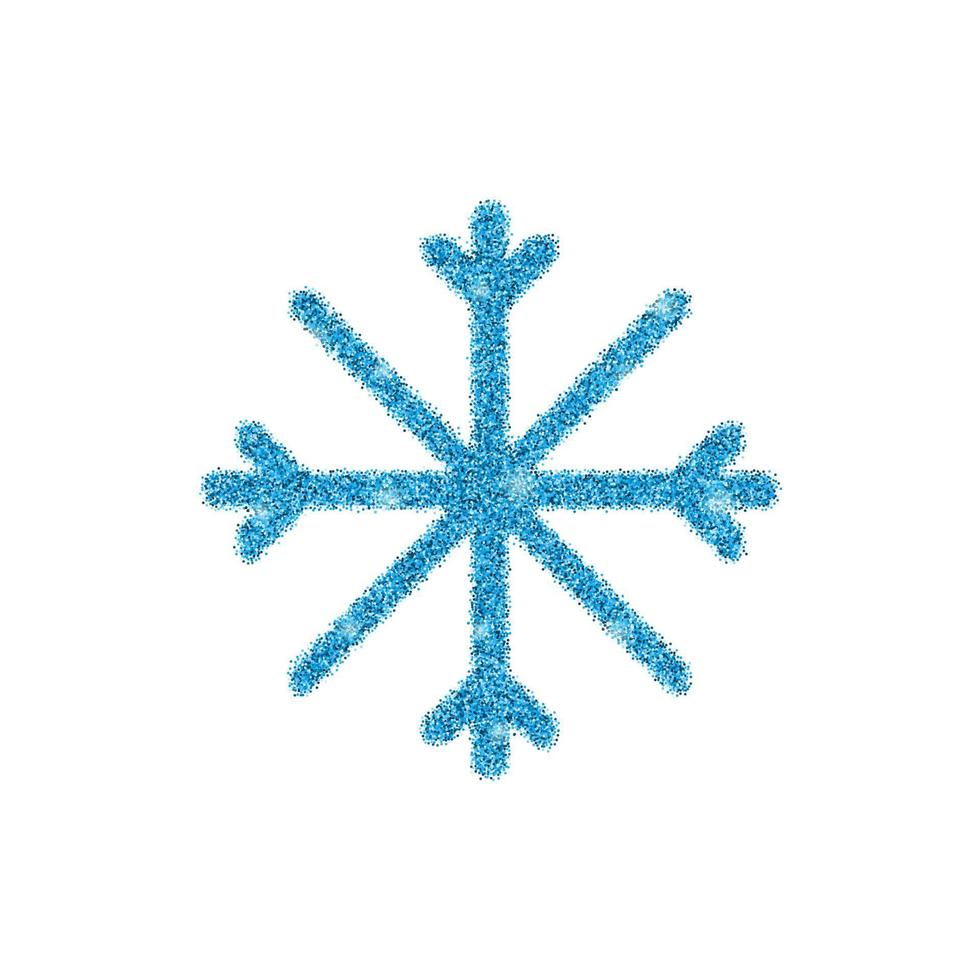 Azure glitter snowflake isolated on white background. vector