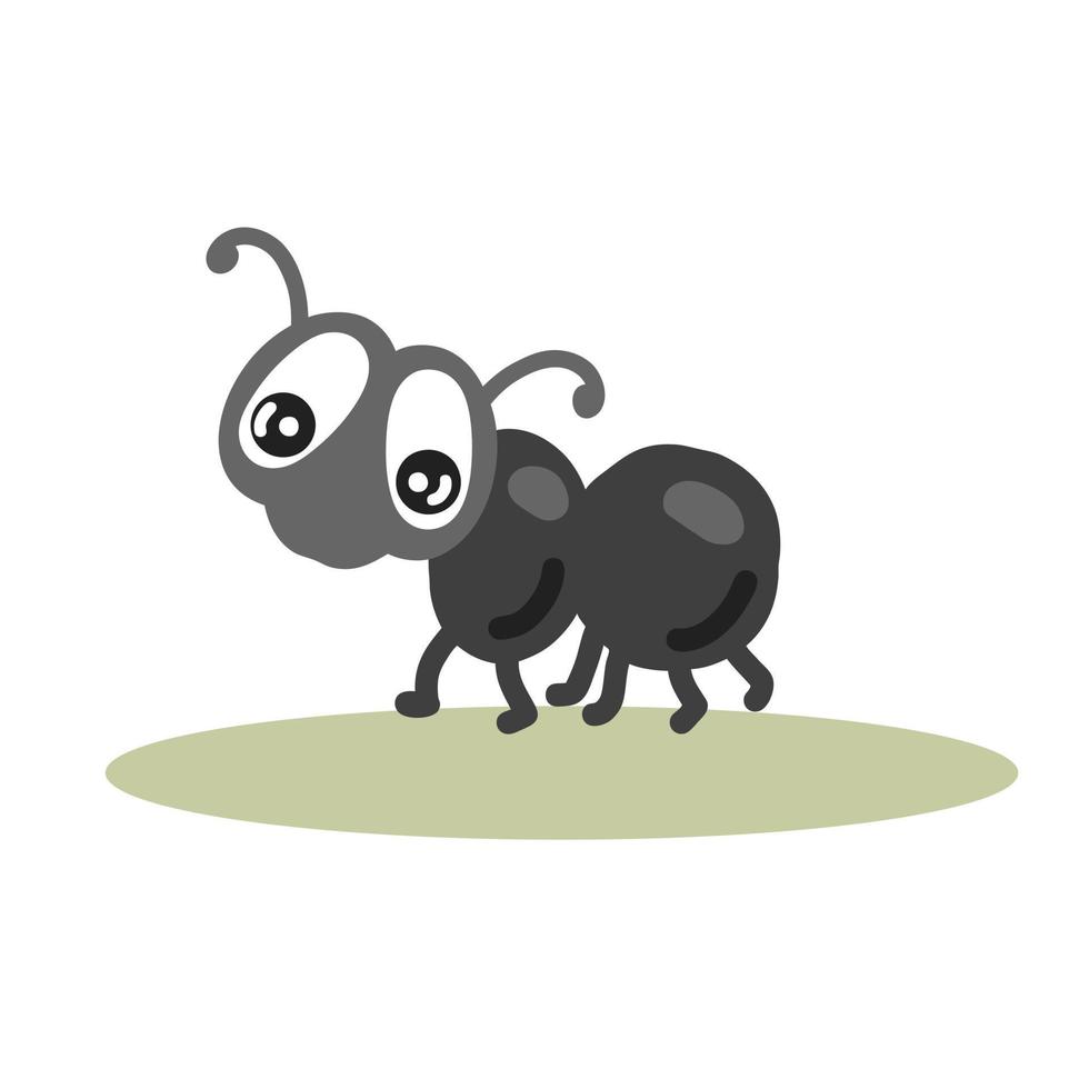 Hand drawn walking ant insect in cartoon style. vector