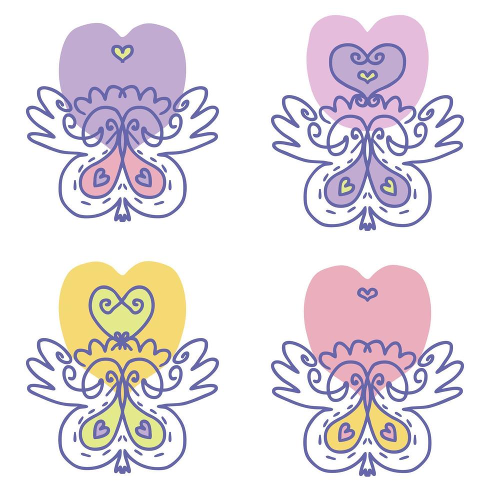 Hand drawn vintage style pansies collection. vector