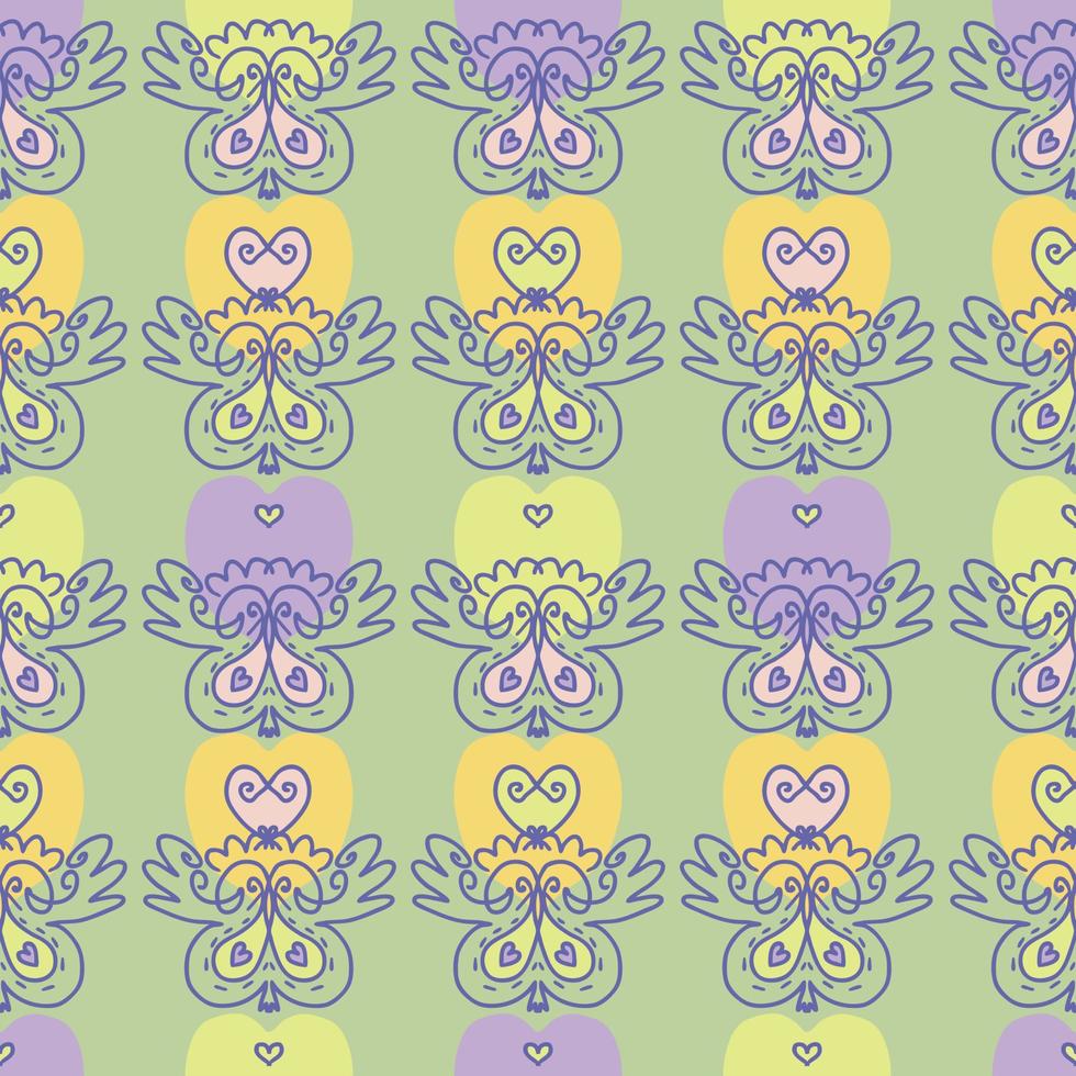 Retro seamless pattern with pansy flowers in 1960 style. vector