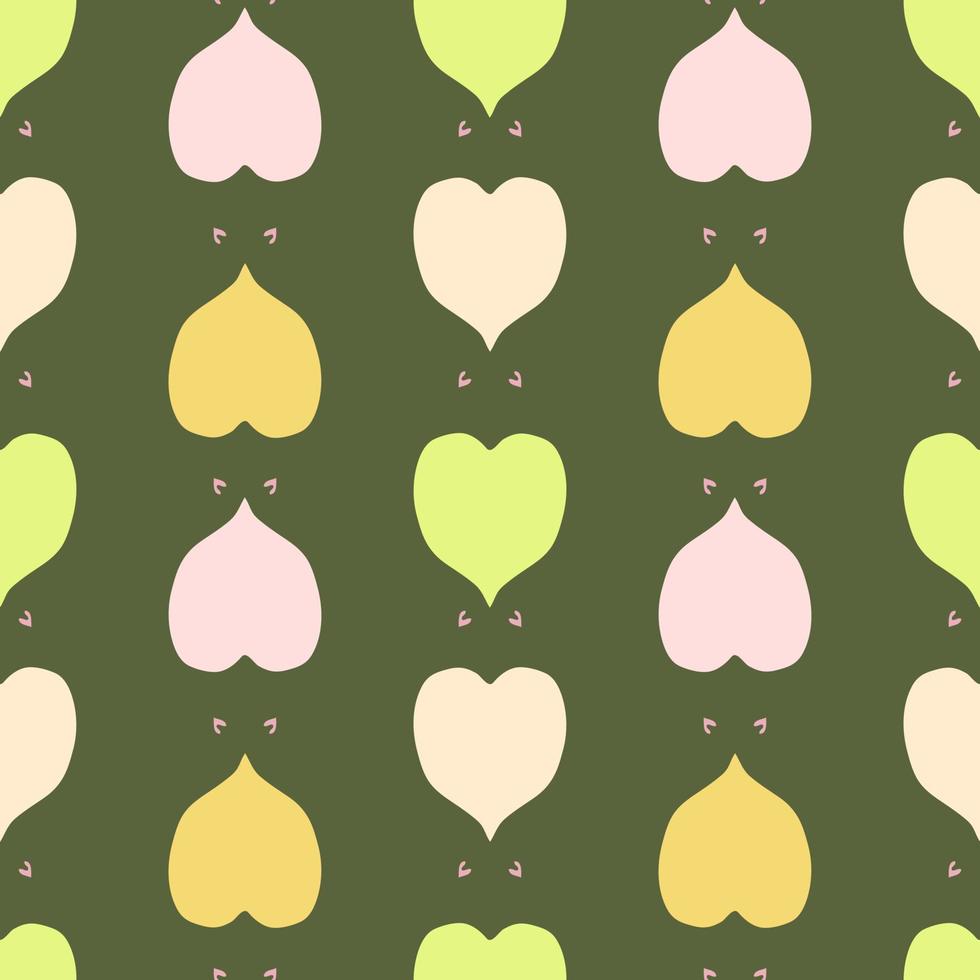 Simple aesthetic retro seamless pattern with hearts in 1960 style. vector