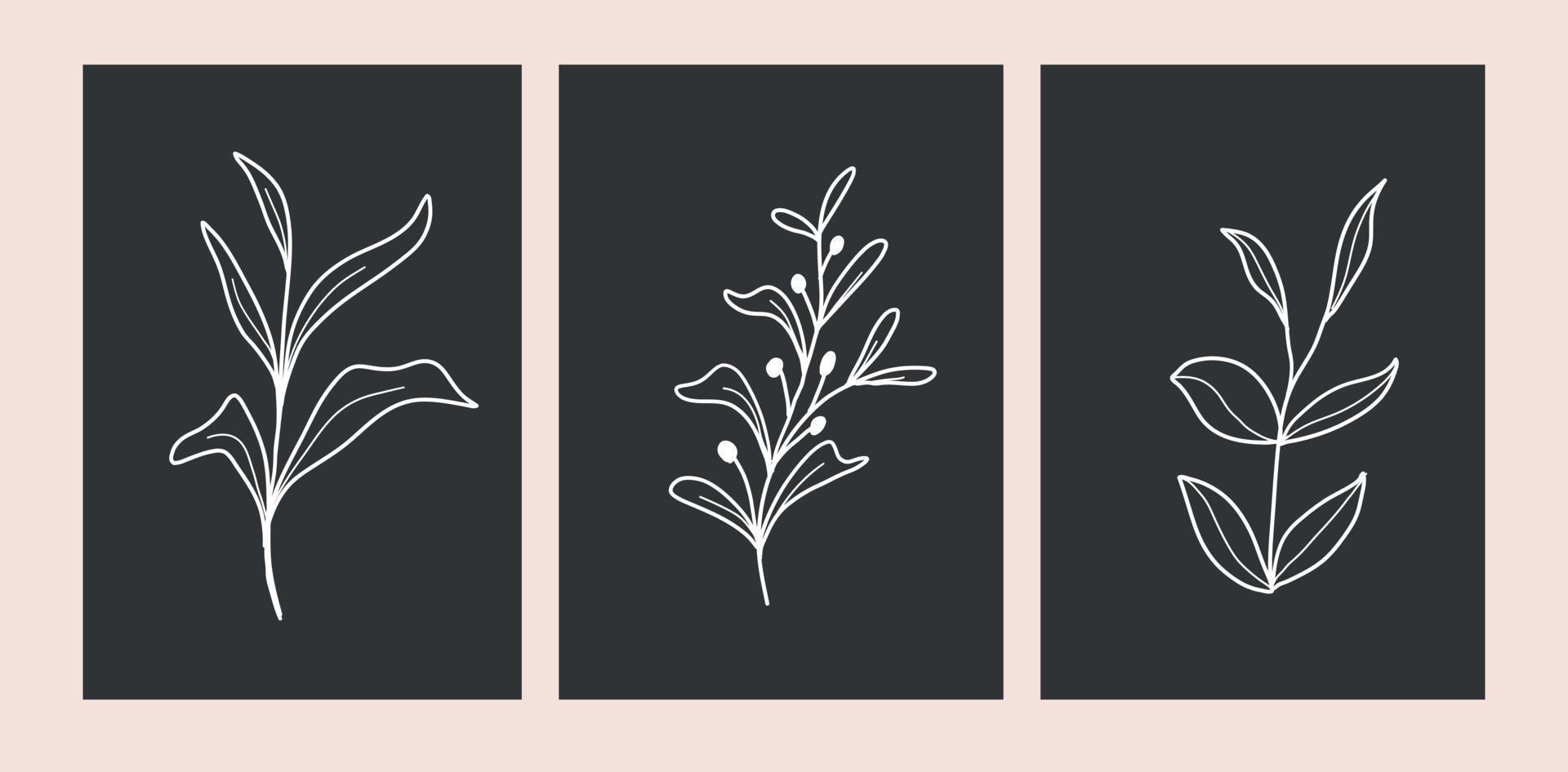 Set of tropical white leaves vector