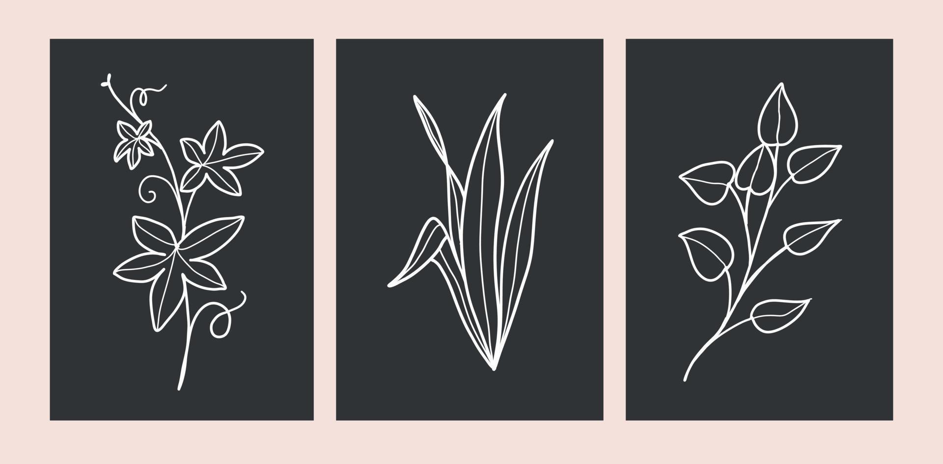 Set of tropical white leaves vector