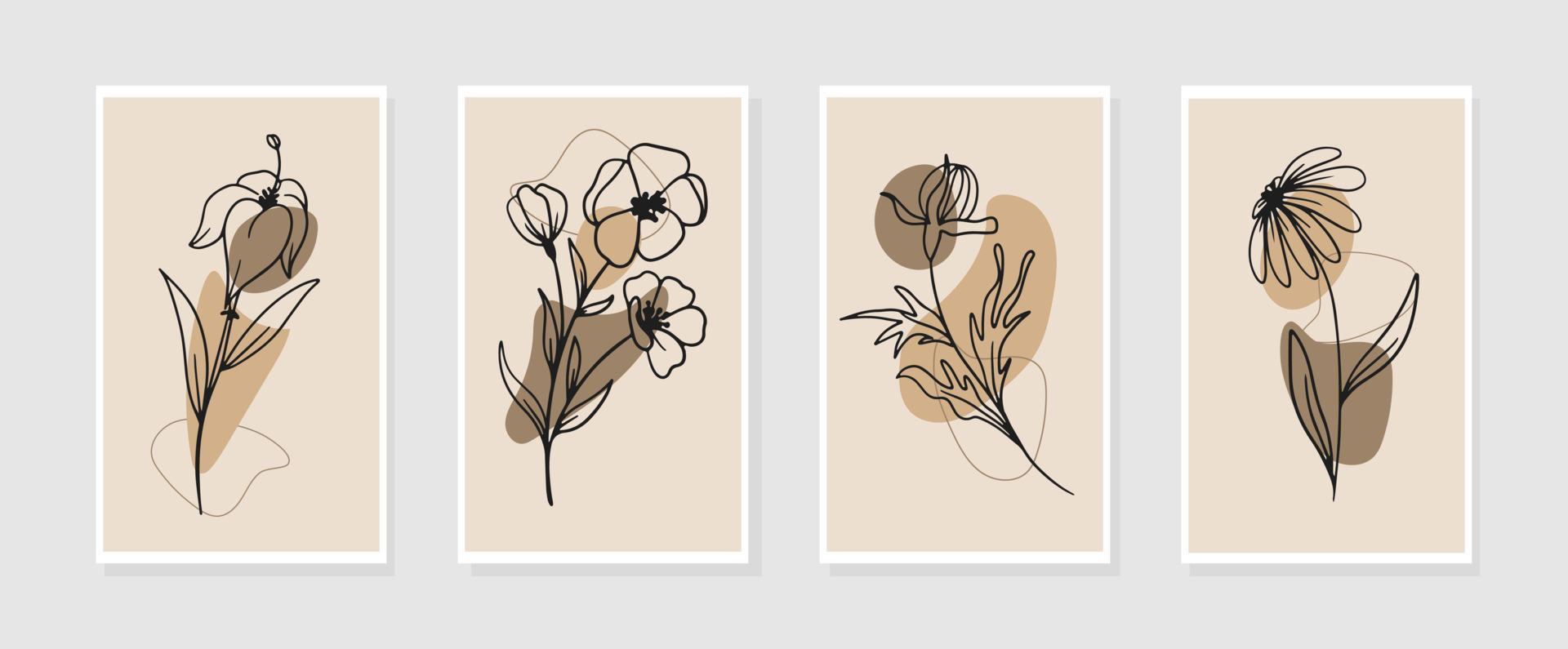 Vector set of boho minimal wall art