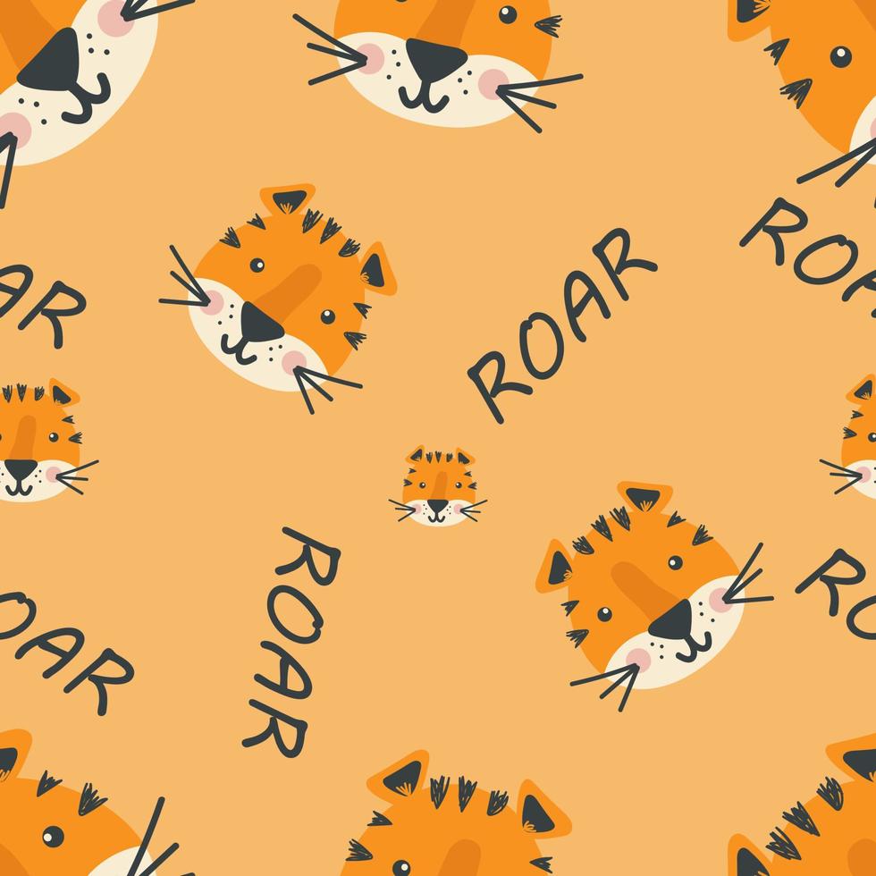 Seamless pattern with cartoon tigers vector