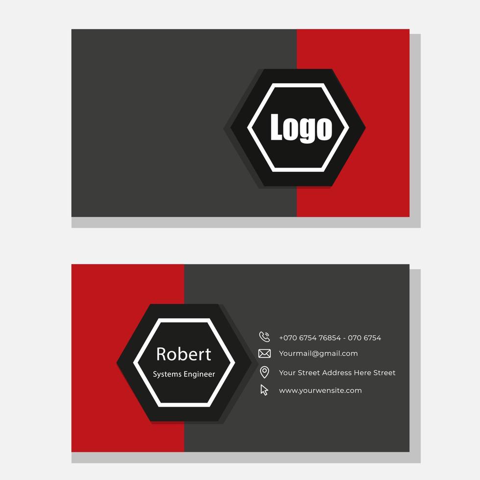 Red vector modern abstract clean and simple business card template