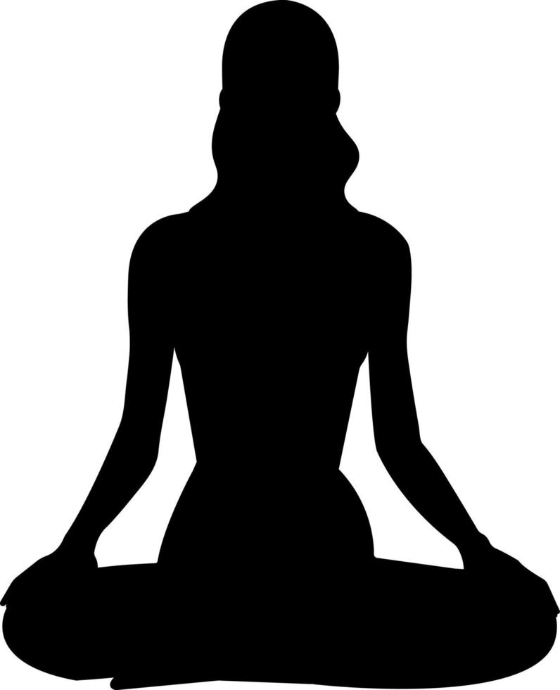 silhouettes  girl in a lotus pose. vector