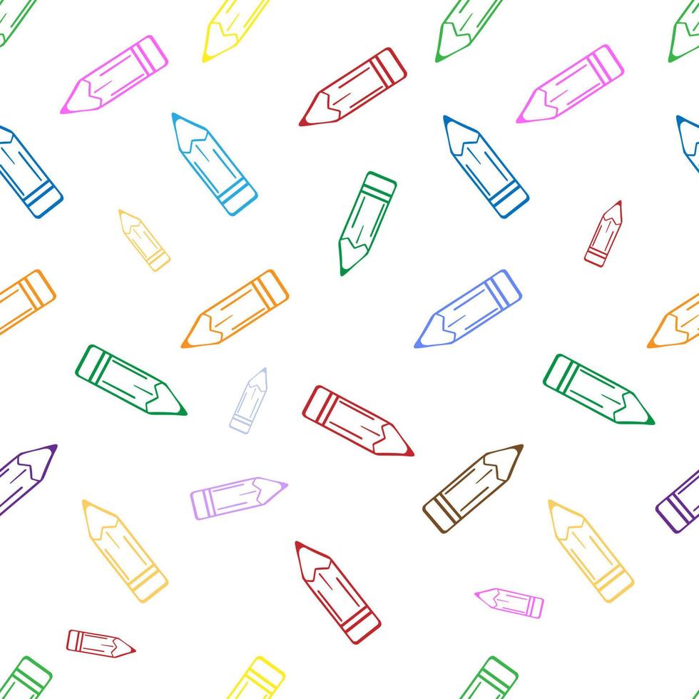 Seamless pattern of hand drawing pensils vector