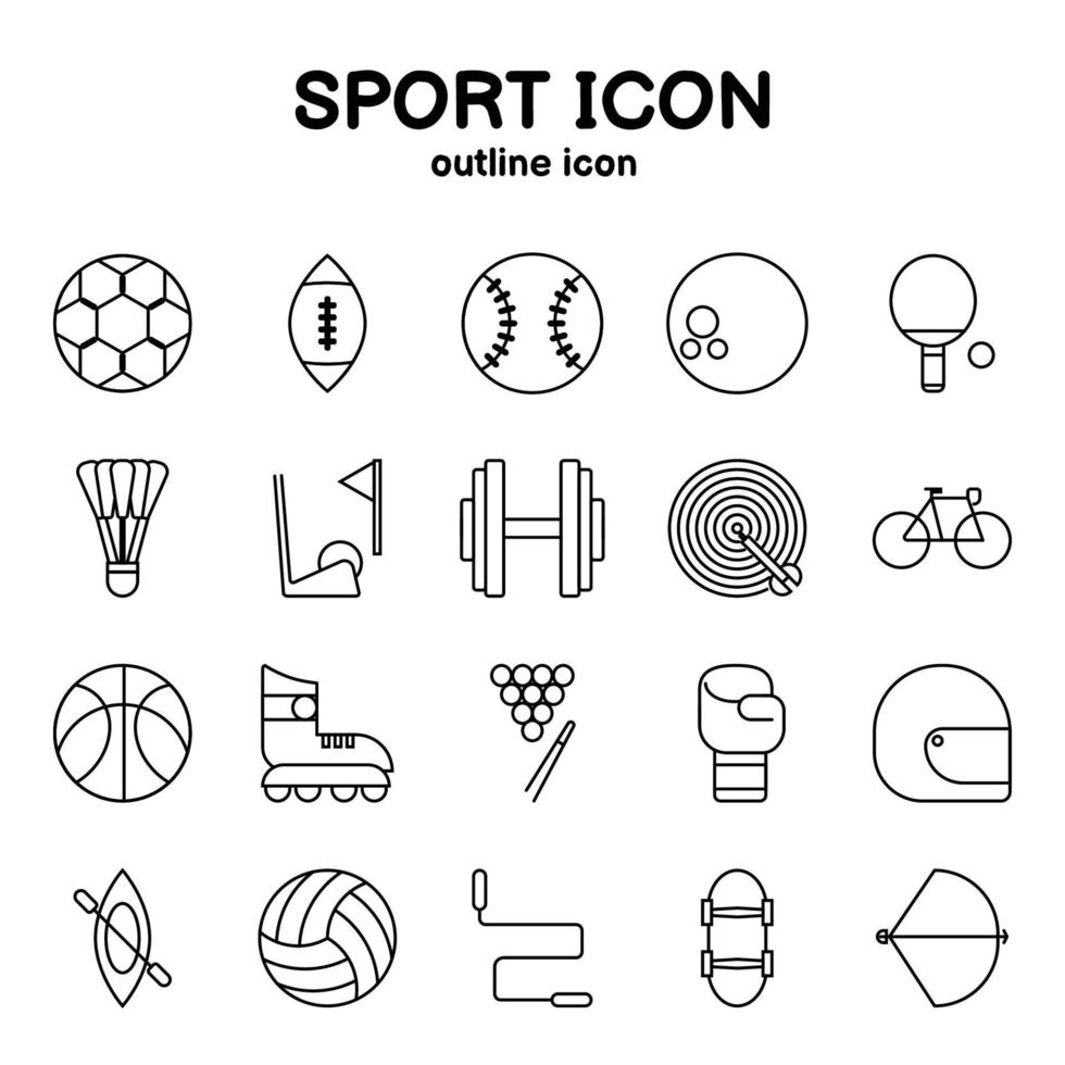 establecer el contorno del icono deportivo. símbolo de ilustración vectorial aislado en fondo blanco para sitios web o varios diseños vector