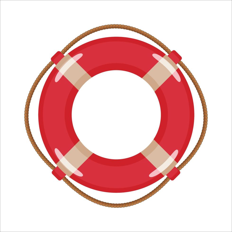 el aro salvavidas es rojo sobre un fondo blanco. se puede utilizar como pegatina, imagen, icono, ilustración, fondo, volante, vacaciones, búsqueda, fiesta. vector
