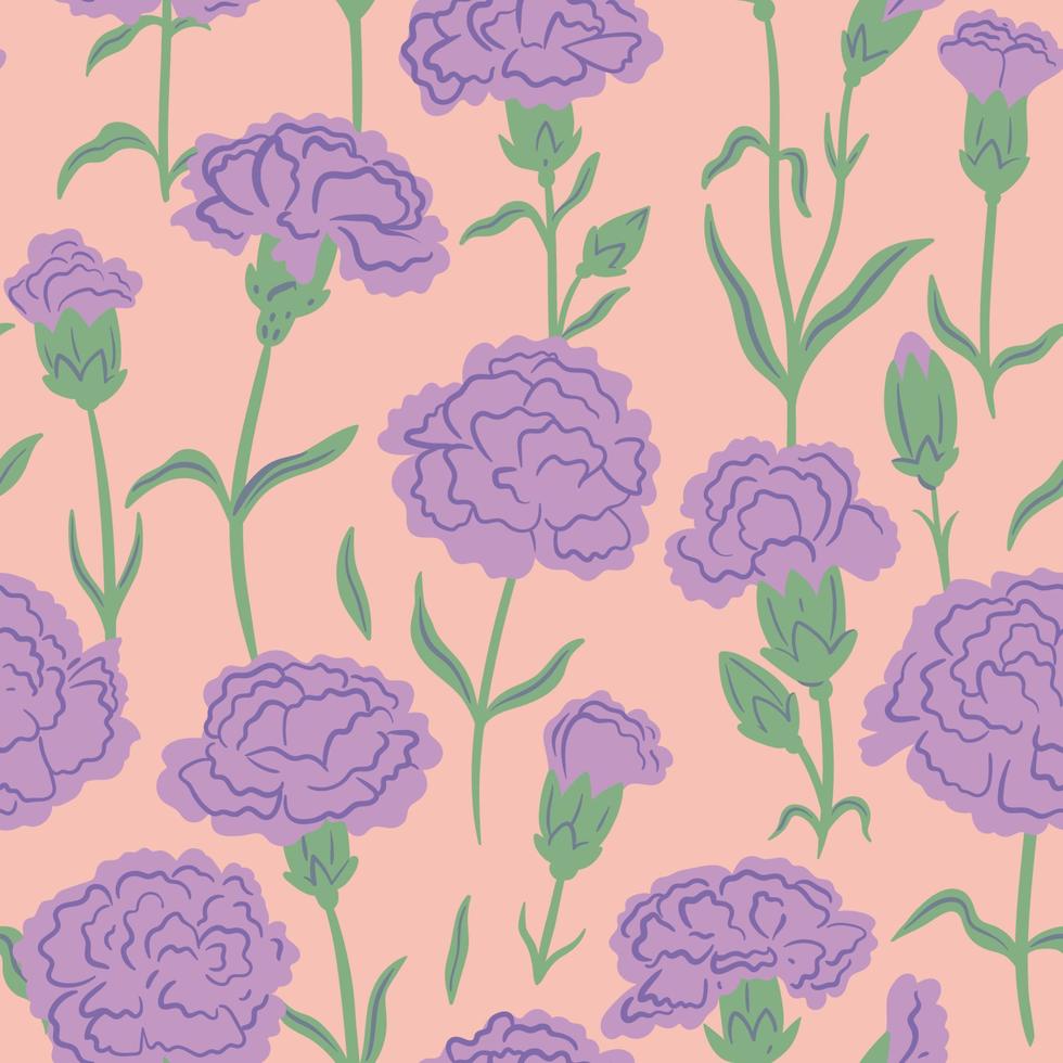 Seamless pattern with carnation flowers. Vector graphics