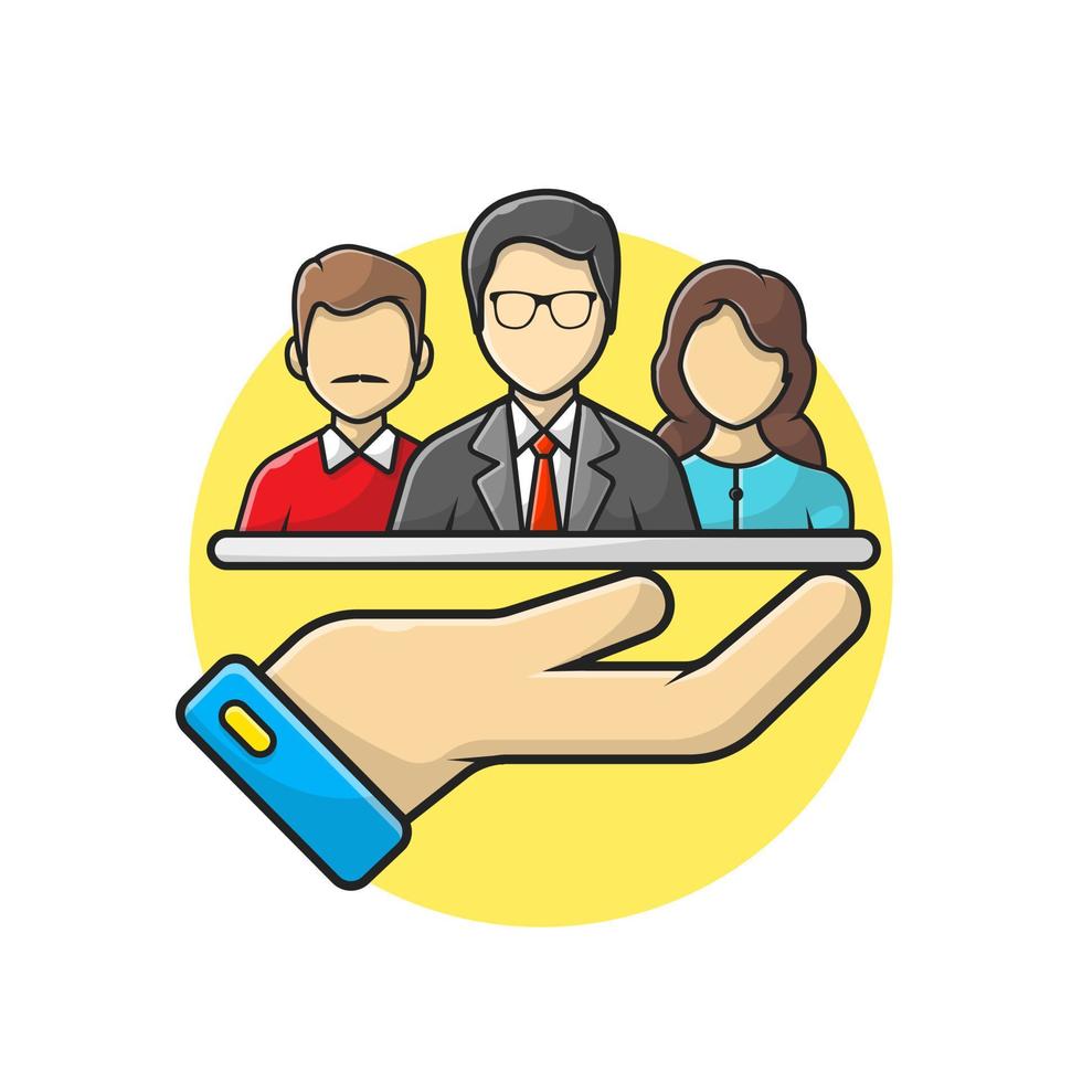 Teamwork Cartoon Vector Icon Illustration. People Business  Icon Concept Isolated Premium Vector. Flat Cartoon Style