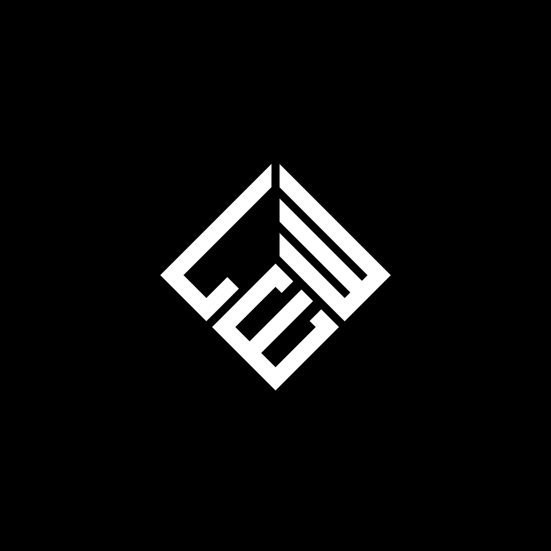 LEW letter logo design on black background. LEW creative initials