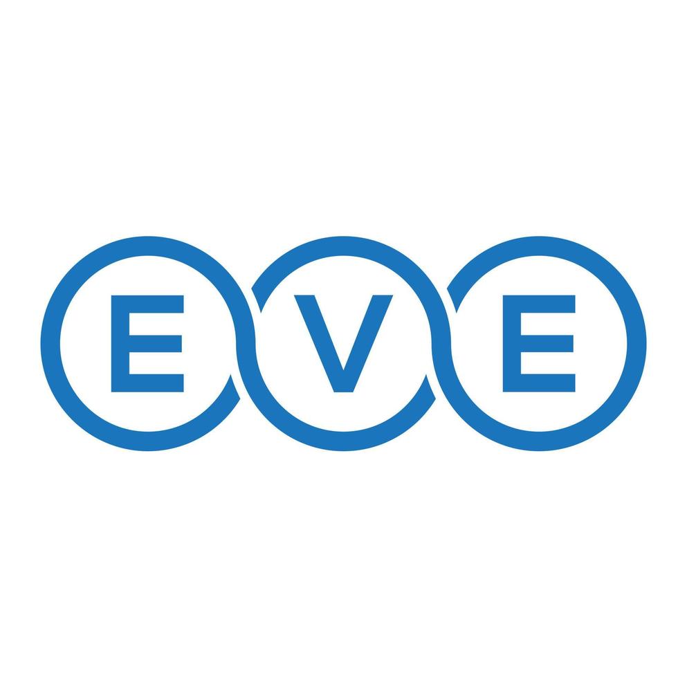 diseño del logotipo de la letra Eva sobre fondo negro. concepto creativo del logotipo de la letra de las iniciales de Eva. diseño de carta de víspera. vector