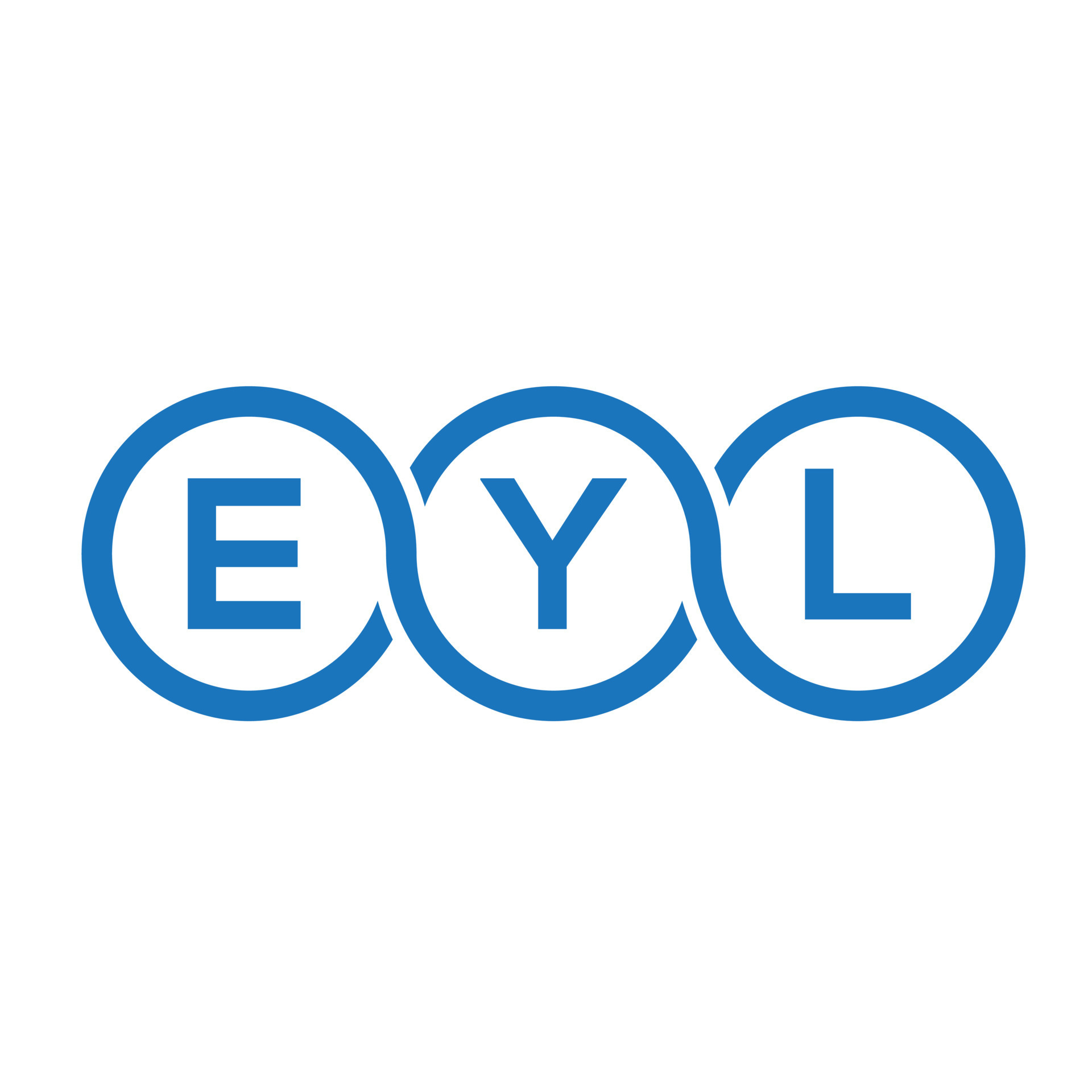 EYL letter logo design on black background. EYL creative initials