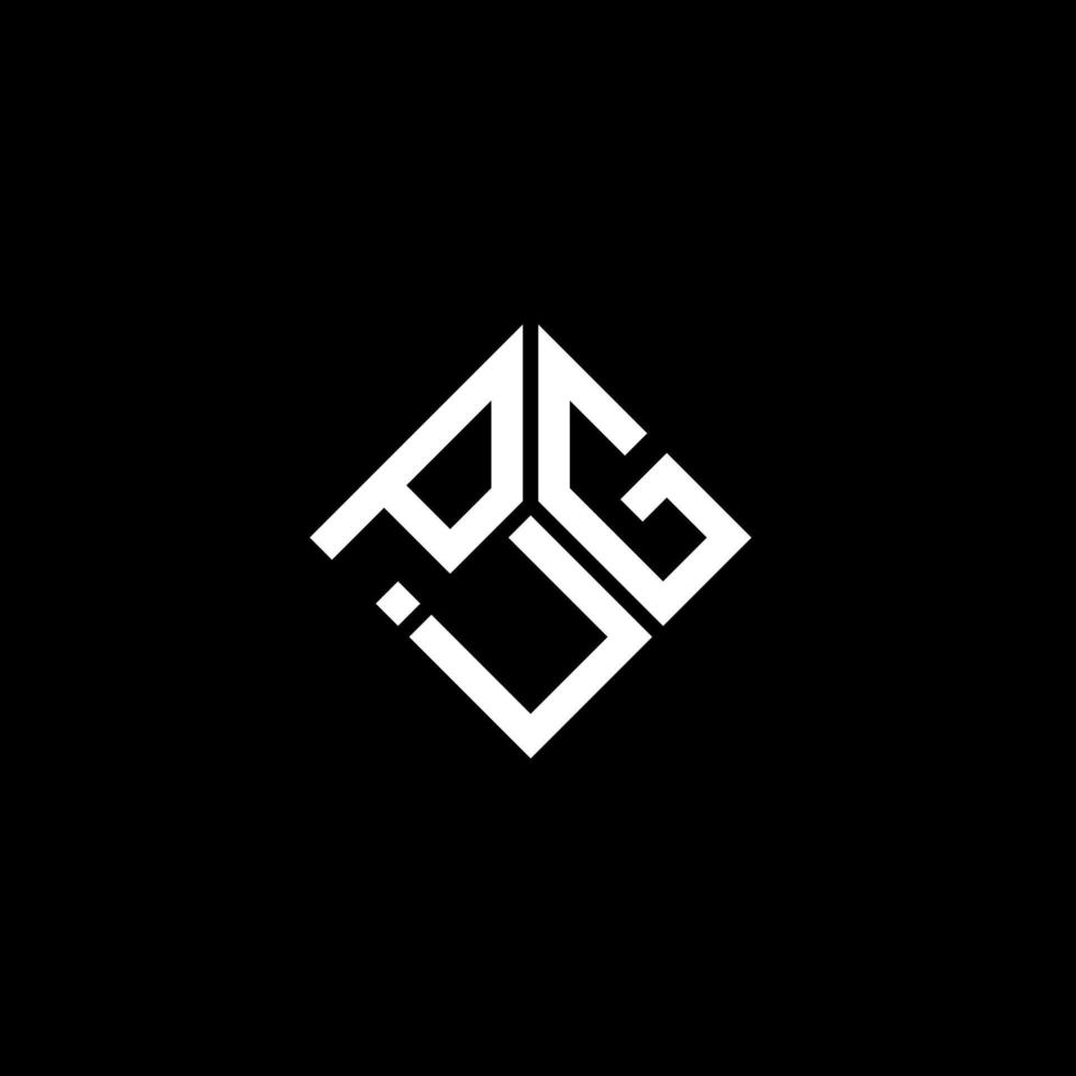 diseño de logotipo de letra pug sobre fondo negro. concepto de logotipo de letra de iniciales creativas de pug. diseño de letras pug. vector