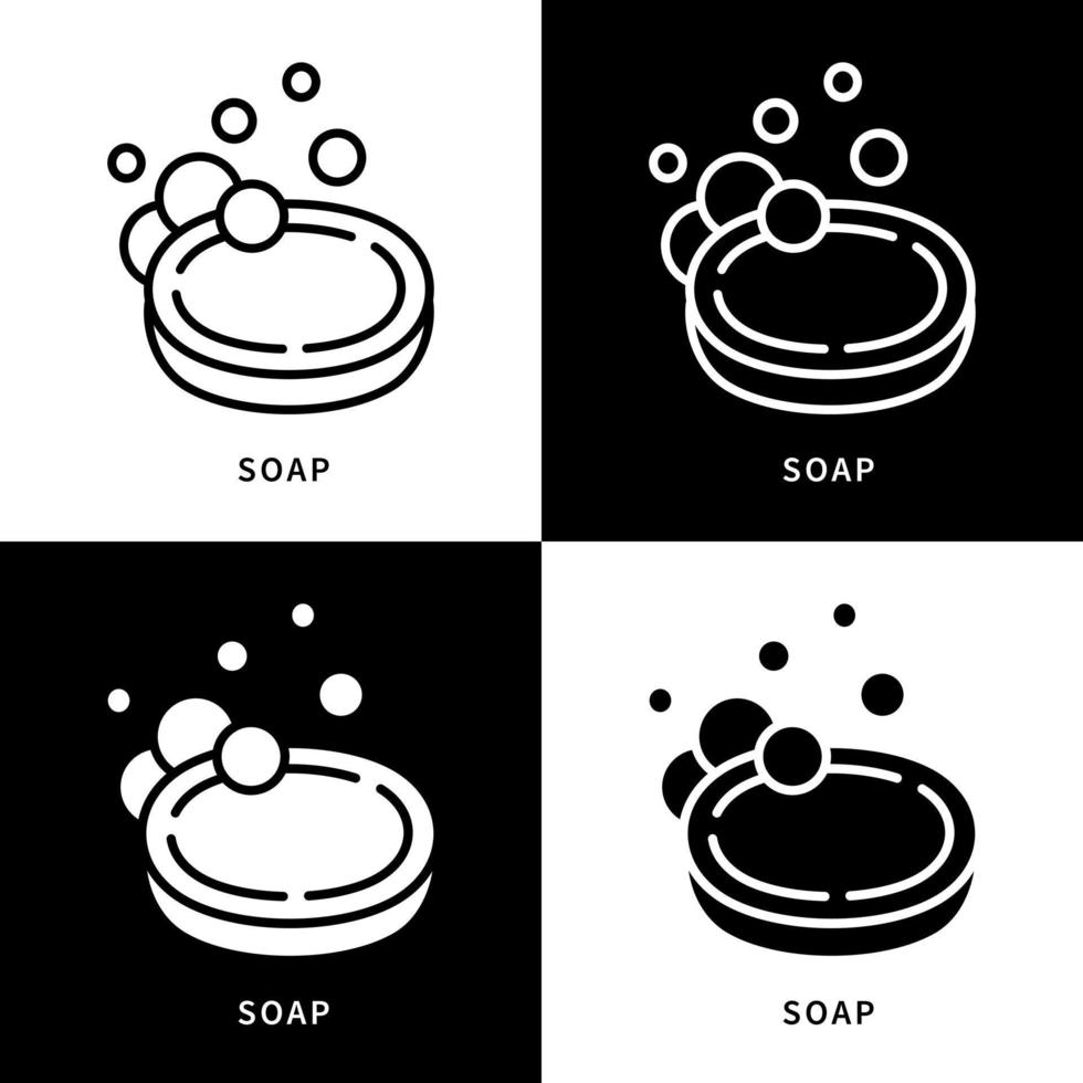 Soap Foam Icon Symbol Illustration. Soapy Bubble Silhouette Logo. Antiseptic Soap Design Vector Icons Set