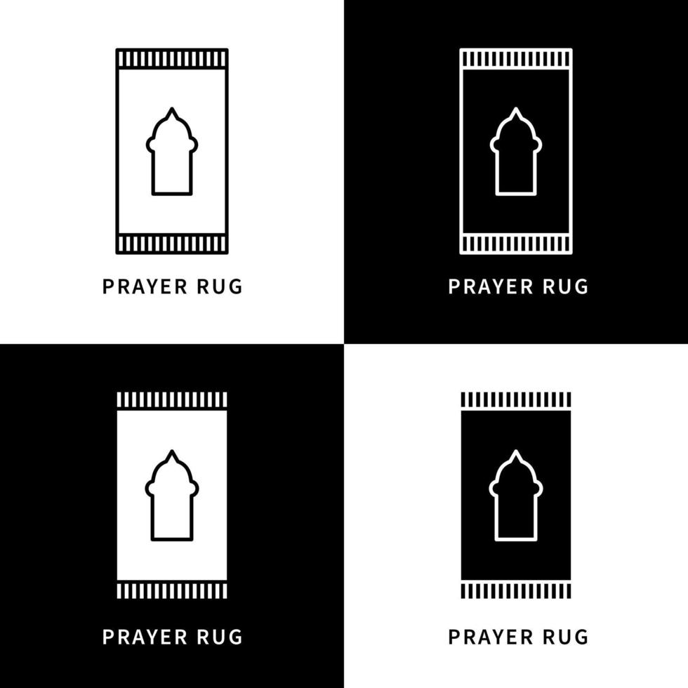 Prayer Rug Icon Logo. Muslim Worship Carpet Vector Symbol Illustration. Mosque Mat Symbol
