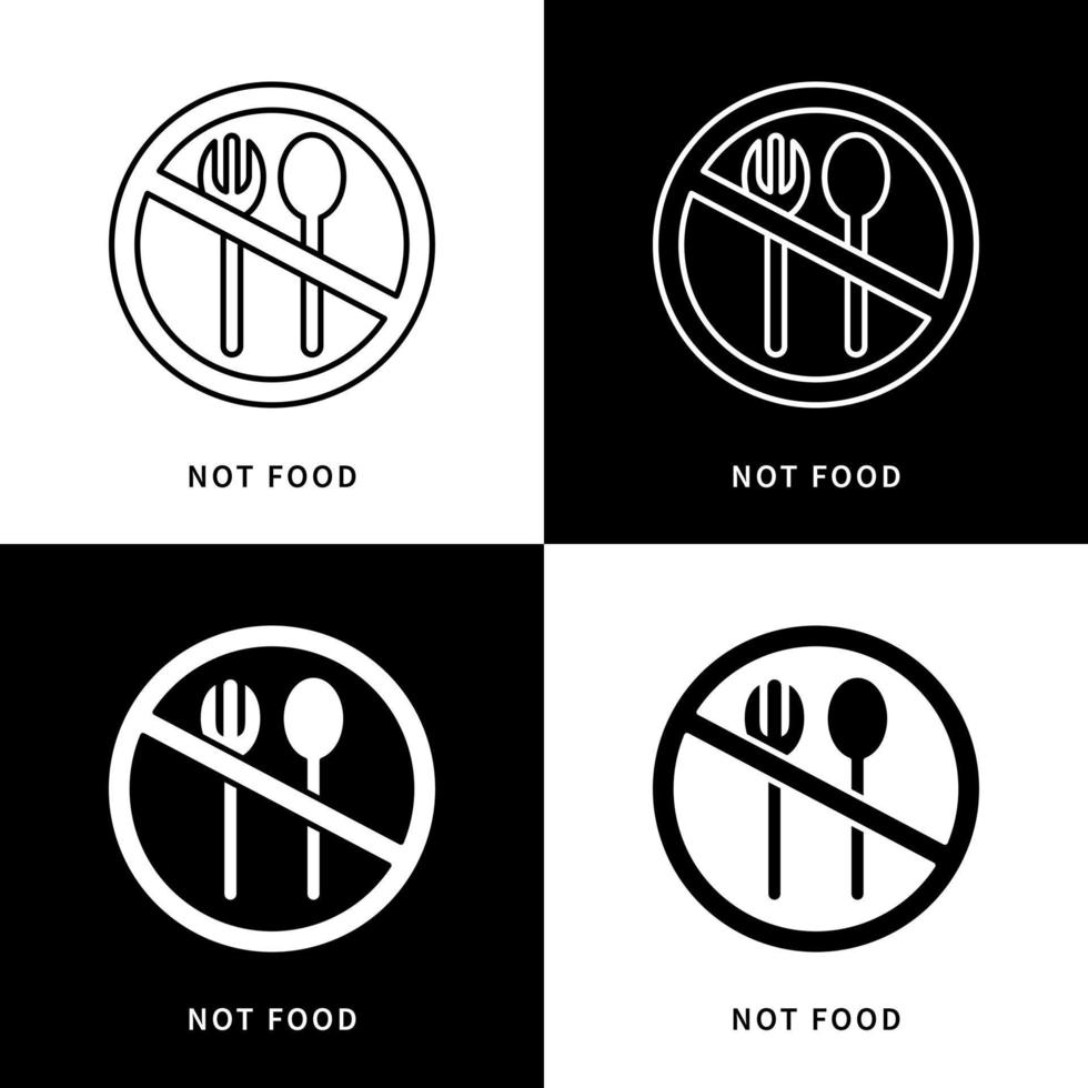 Not Food and No Eating Icon Logo. Fasting in Ramadan Vector Symbol Illustration