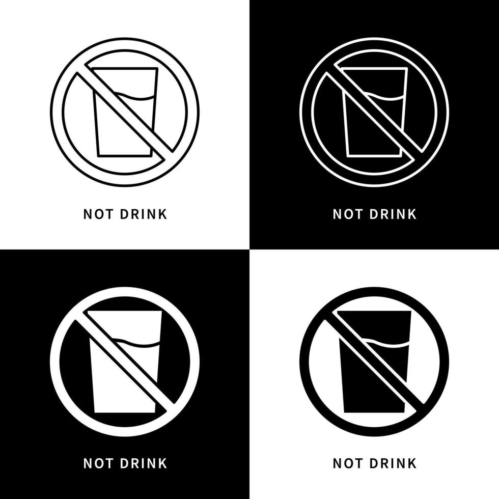 Not Drink and Fasting Icon. Warning and Forbidden No Water Vector Symbol Illustration