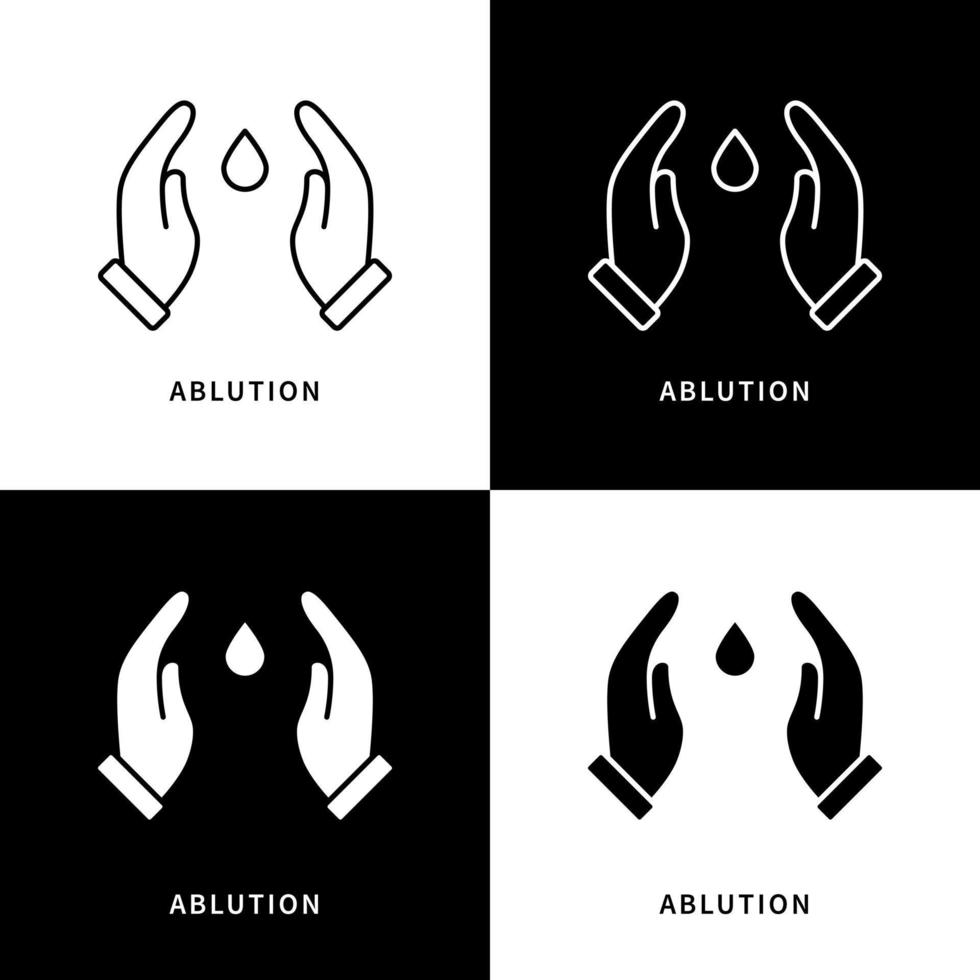 Ablution Icon Logo. Washing Hand Gesture Vector Symbol Illustration. Tap water cleaning hand