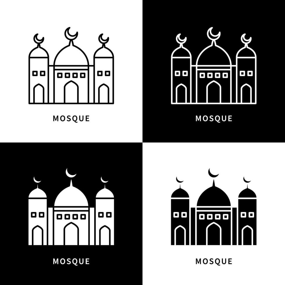 Mosque Building Icon Logo. Muslim Religion Landmark Vector Symbol Illustration