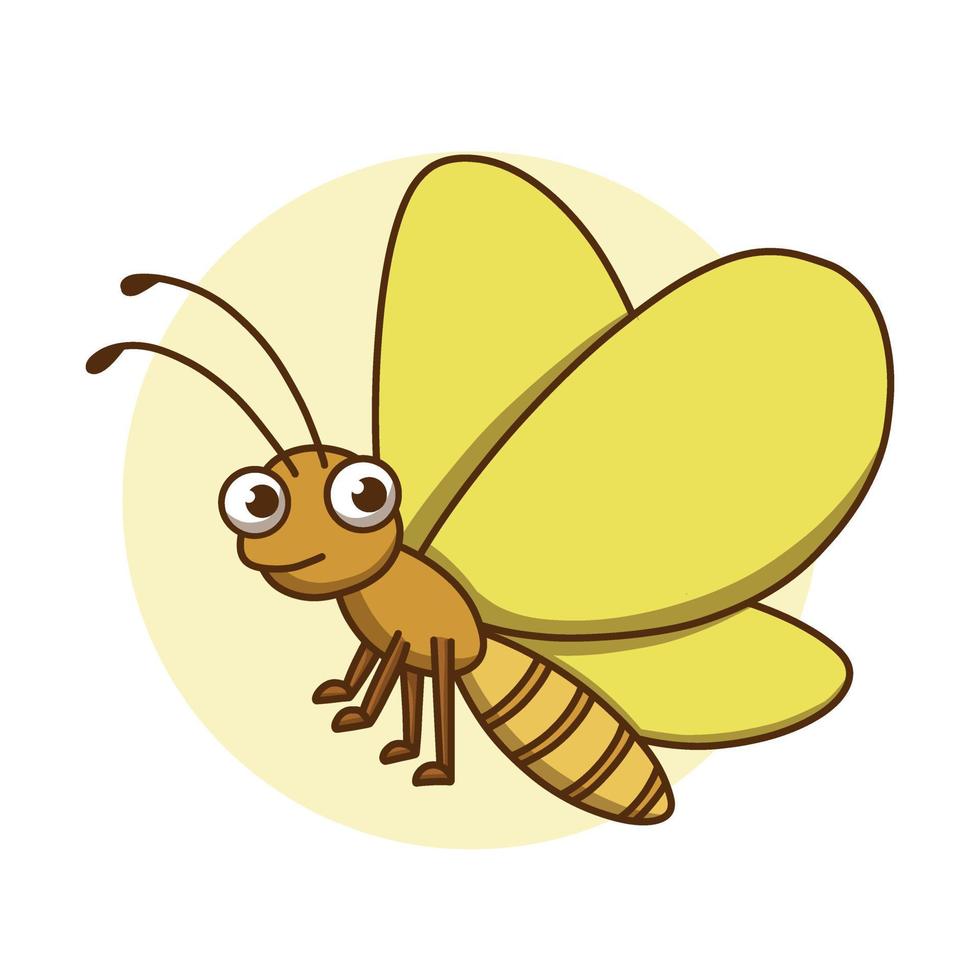 Butterfly Icon Kids Drawing Cartoon. Insect Mascot Vector Illustration. Butterflies Animal Cute Character