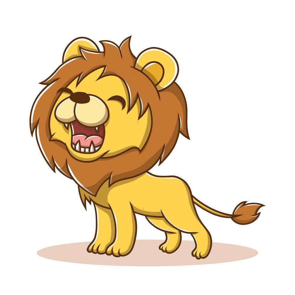 Baby Lion Kids Drawing Icon Cartoon. Lion King Mascot Vector Illustration