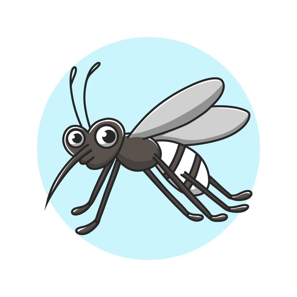 Mosquito Kids Drawing Cartoon. Insect Malaria Sting Mascot Vector Illustration. Zoo Animal Cute Character