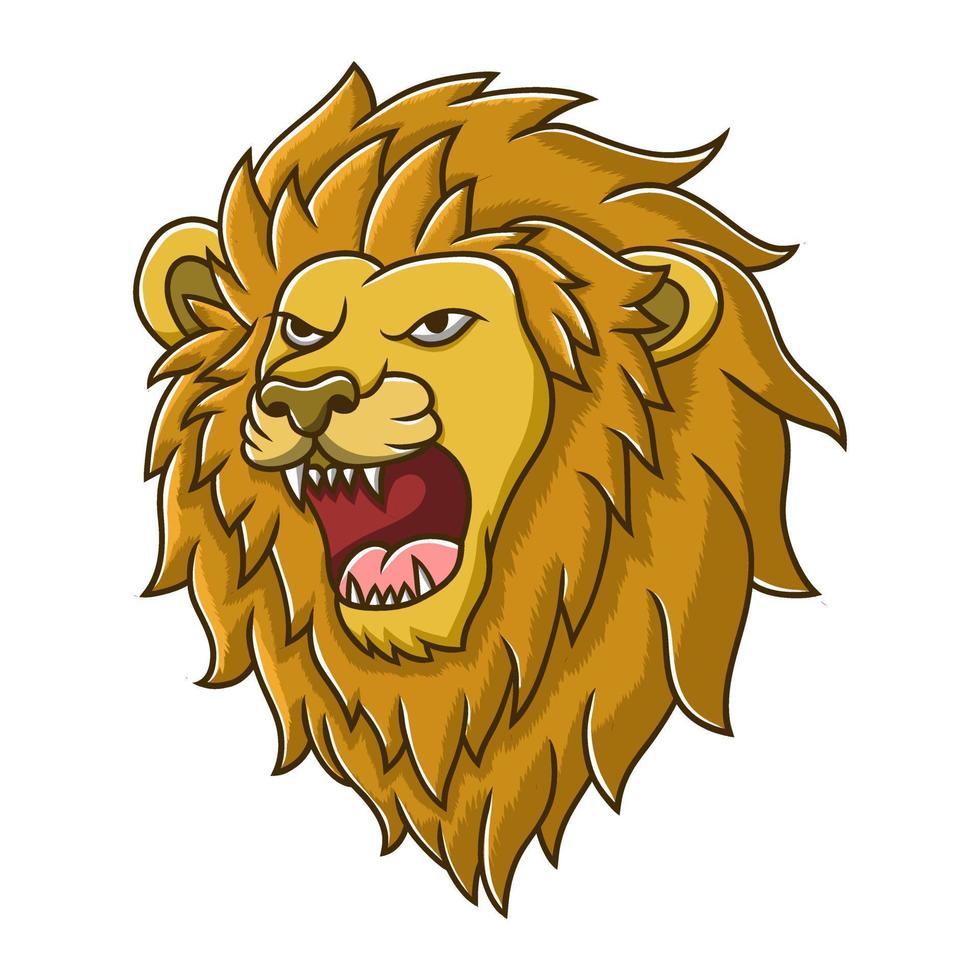 Lion Head Icon Cartoon. Wildlife Jungle Mascot Vector Illustration. Zoology Mammal Character