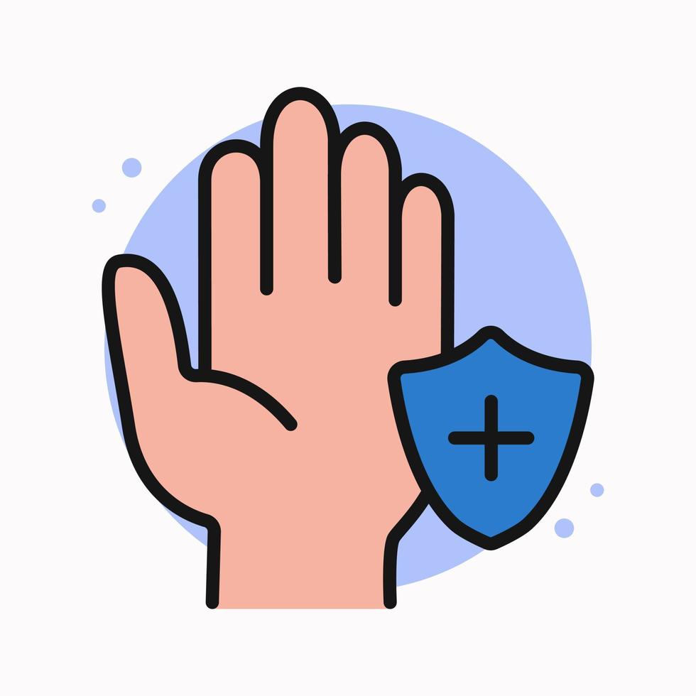 Safe and Protection Icon Filled Line. Prevention Virus Infection Logo. Hand Gesture Infographic Design Vector Symbol Illustration