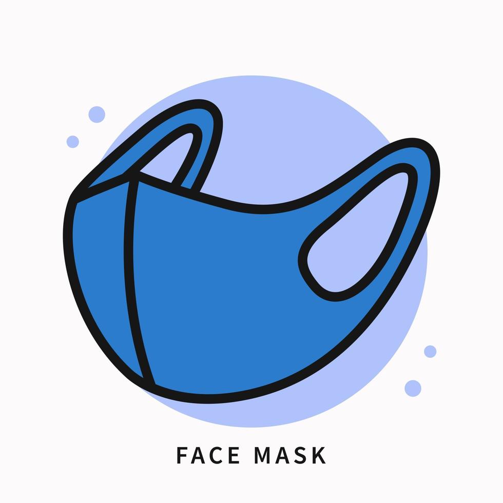 Face Mask Icon Cartoon. Prevention Pandemic Virus Logo Design. Healthcare Protection Vector Symbol Illustration