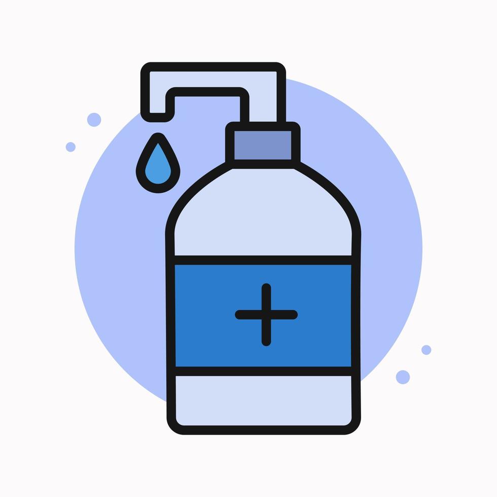 Handsanitizer Antibacterial Icon Filled Line. Sanitizer Bottle Logo. Soap Gel Antiseptic Design Vector Symbol Illustration