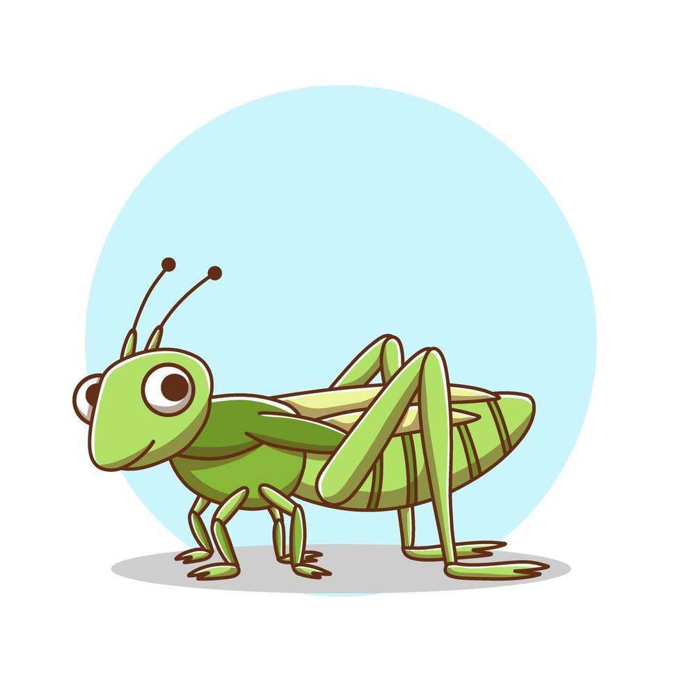 Grasshopper Animal Kids Drawing Cartoon. Insect Mascot Vector Illustration. Zoo and Jungle Cute Character