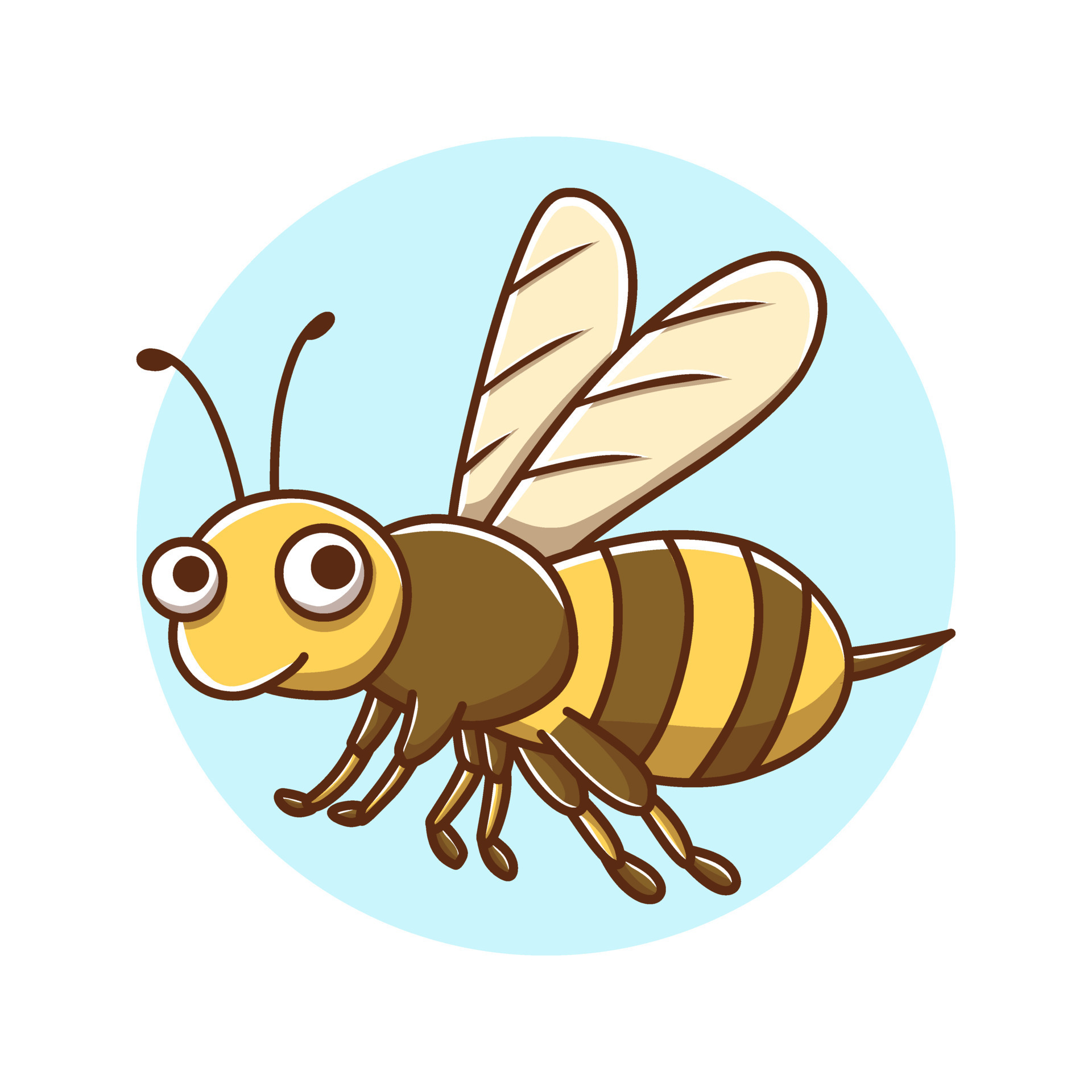 Bee Flying Animal Kids Drawing Cartoon. Honeybee Sting Cute Character.  Insect Mascot Vector Illustration 9221399 Vector Art at Vecteezy